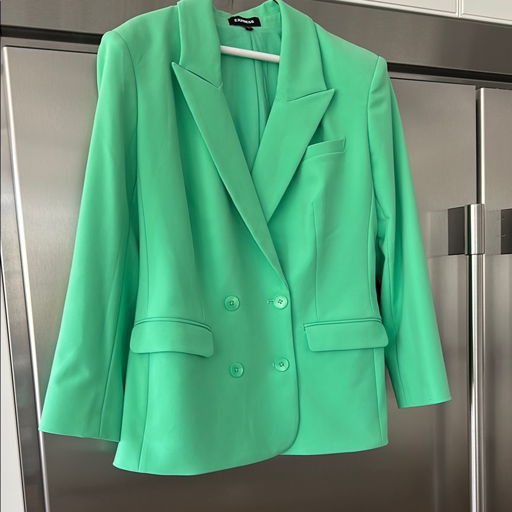 Express Green Double-Breasted Blazer